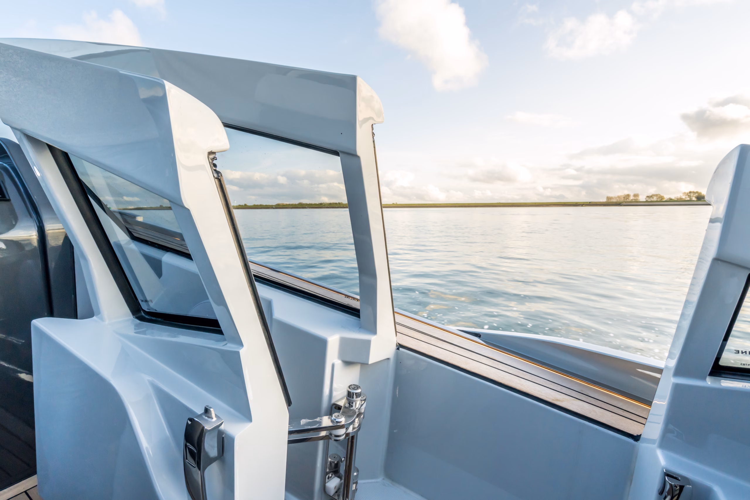 Modern yacht cabin on water
