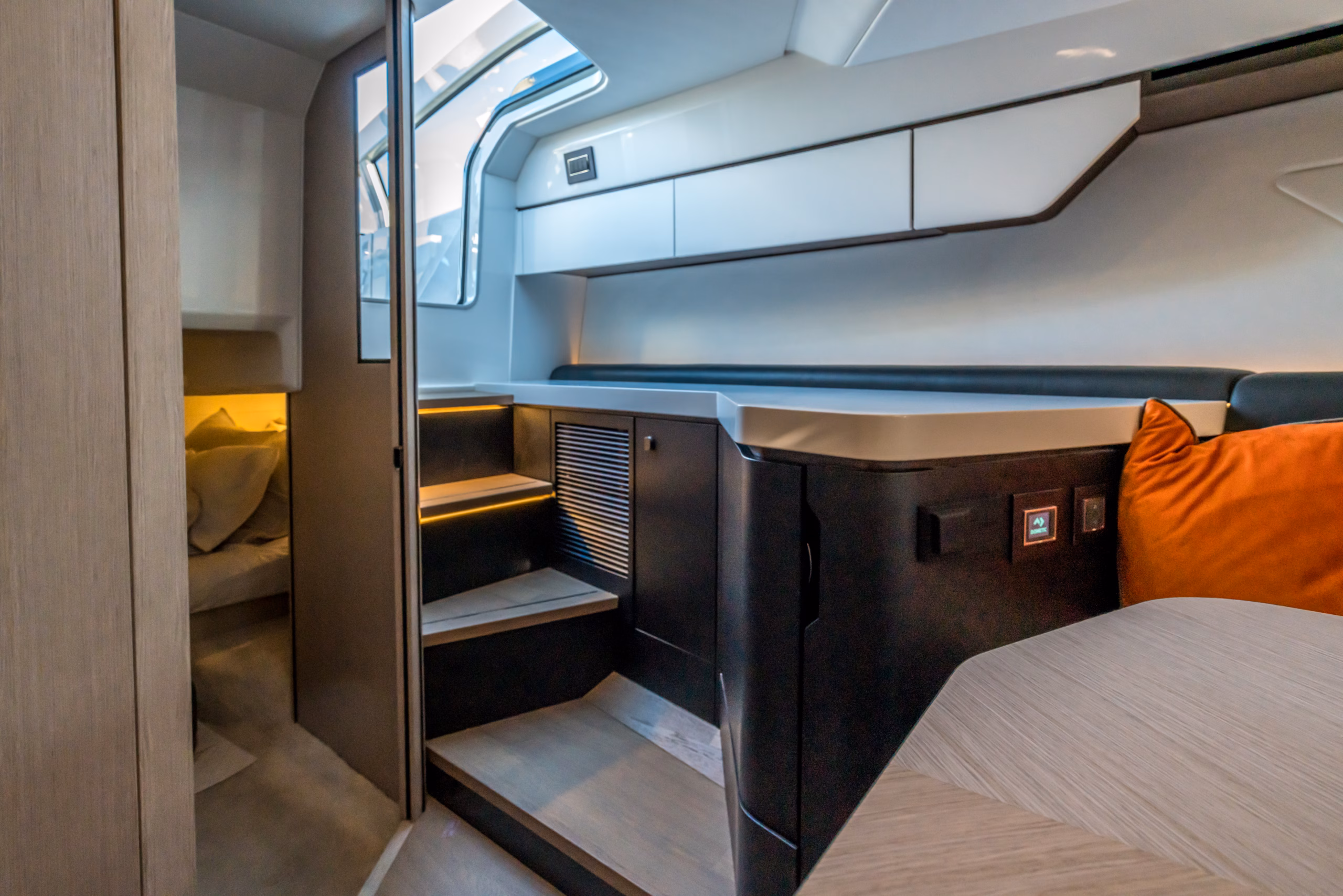 Yacht interior with sleeping area