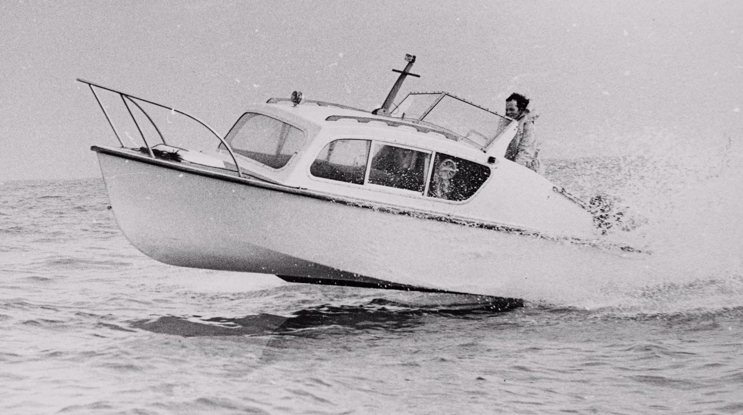Speedboat on choppy water