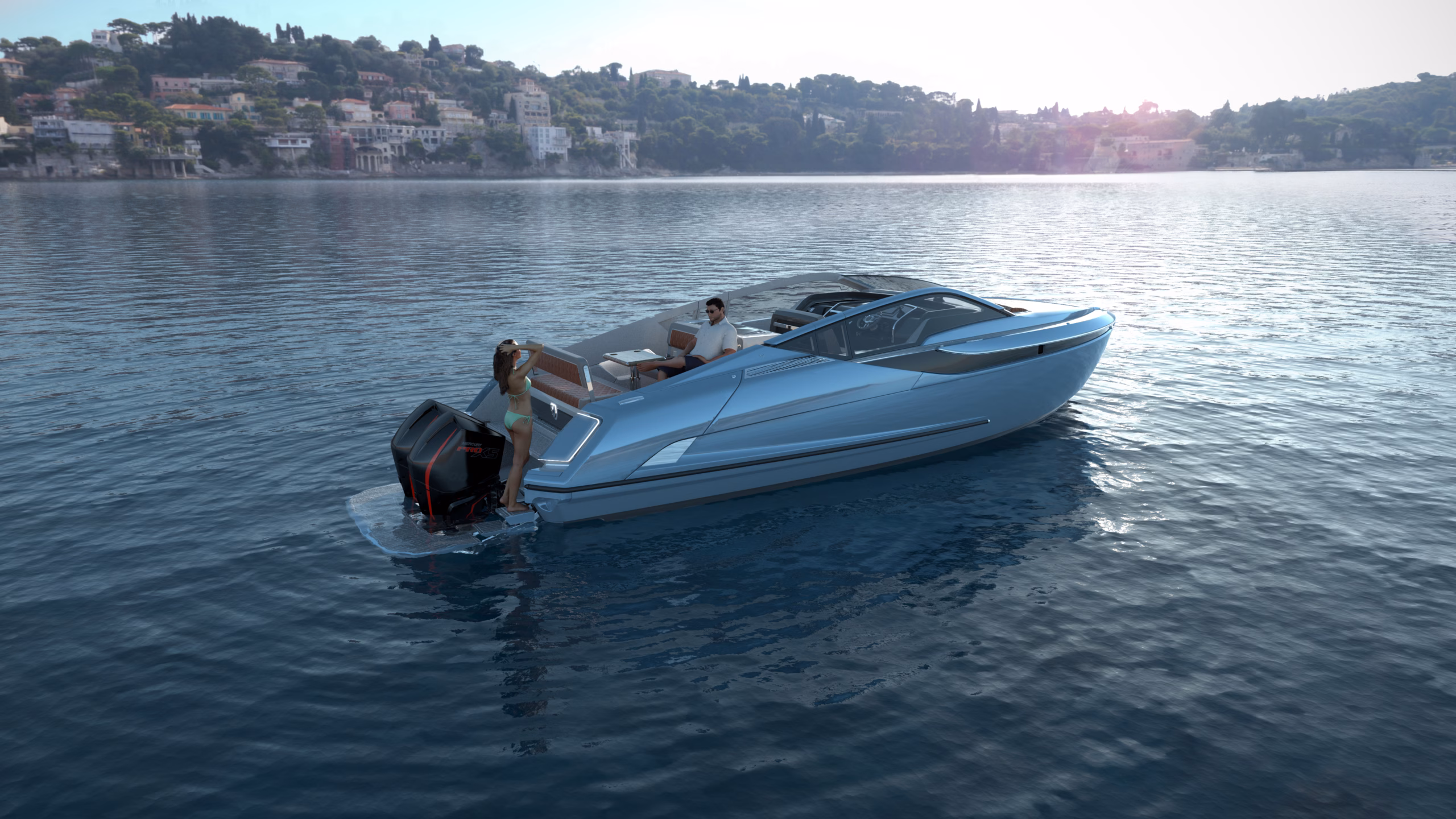 Luxury yacht on blue water