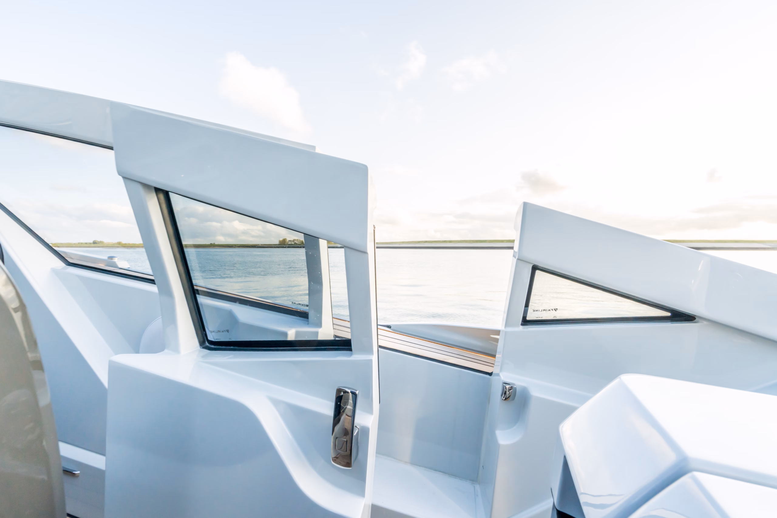 Modern white yacht interior.
