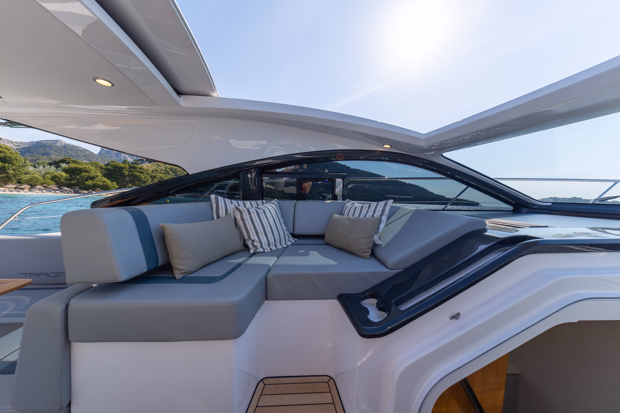Luxury yacht seating area outdoors