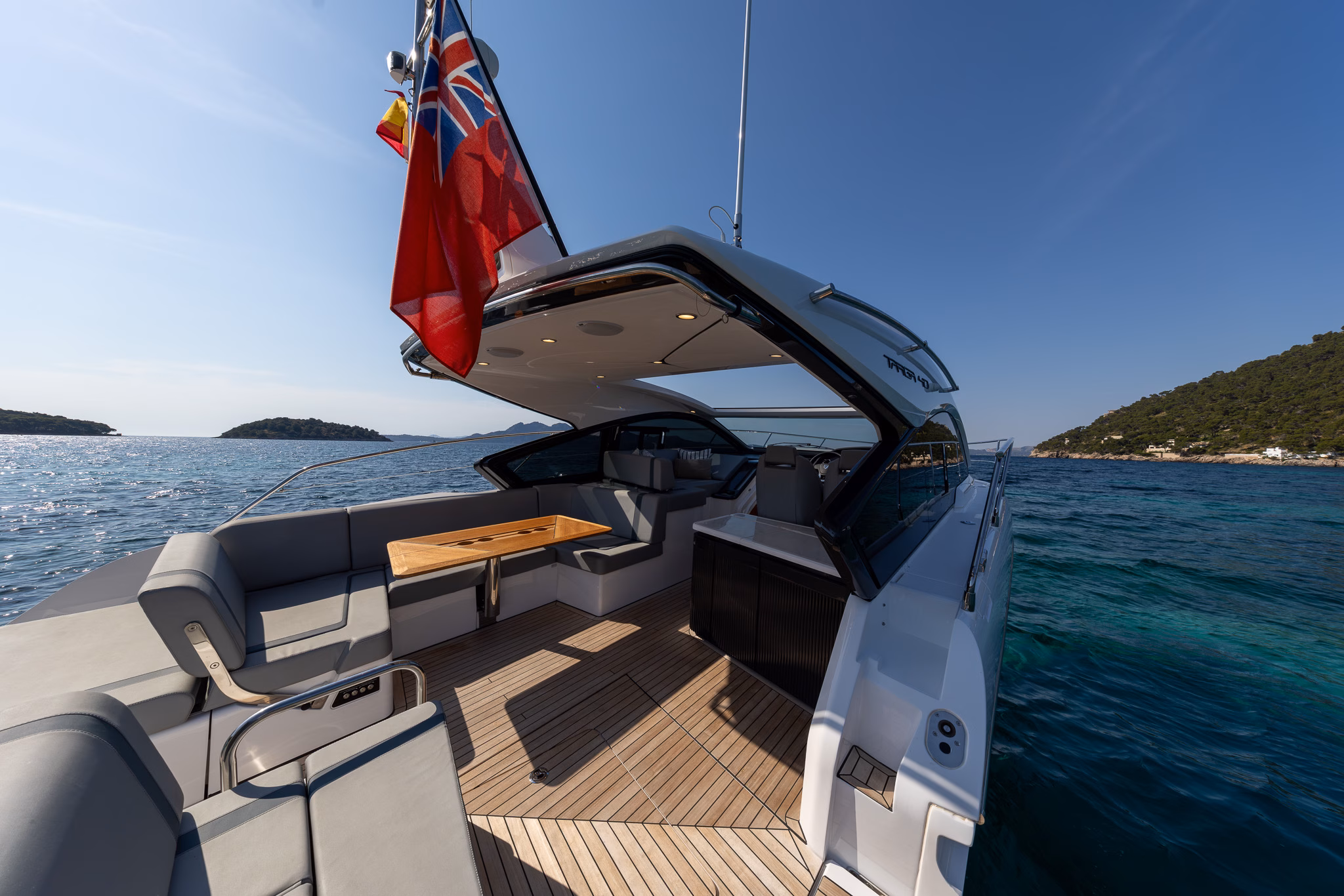 Luxury yacht on clear blue water