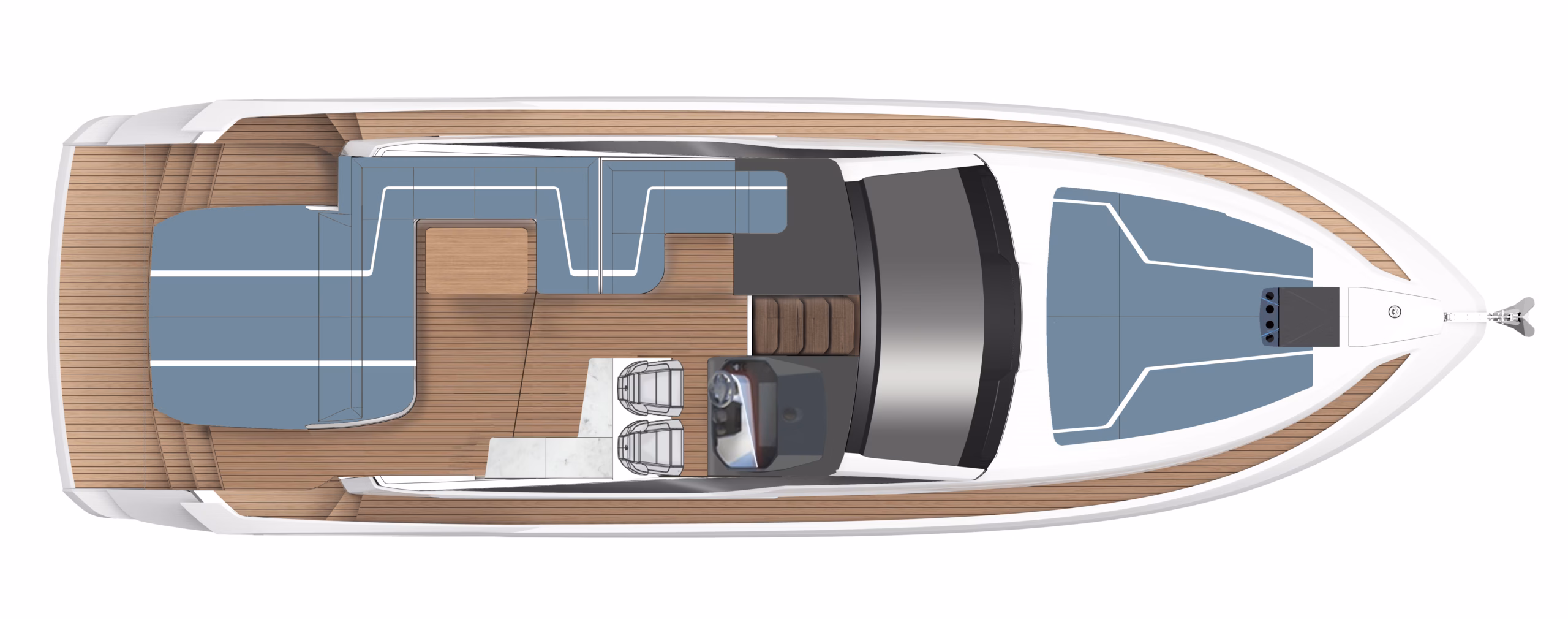 Yacht deck layout from above
