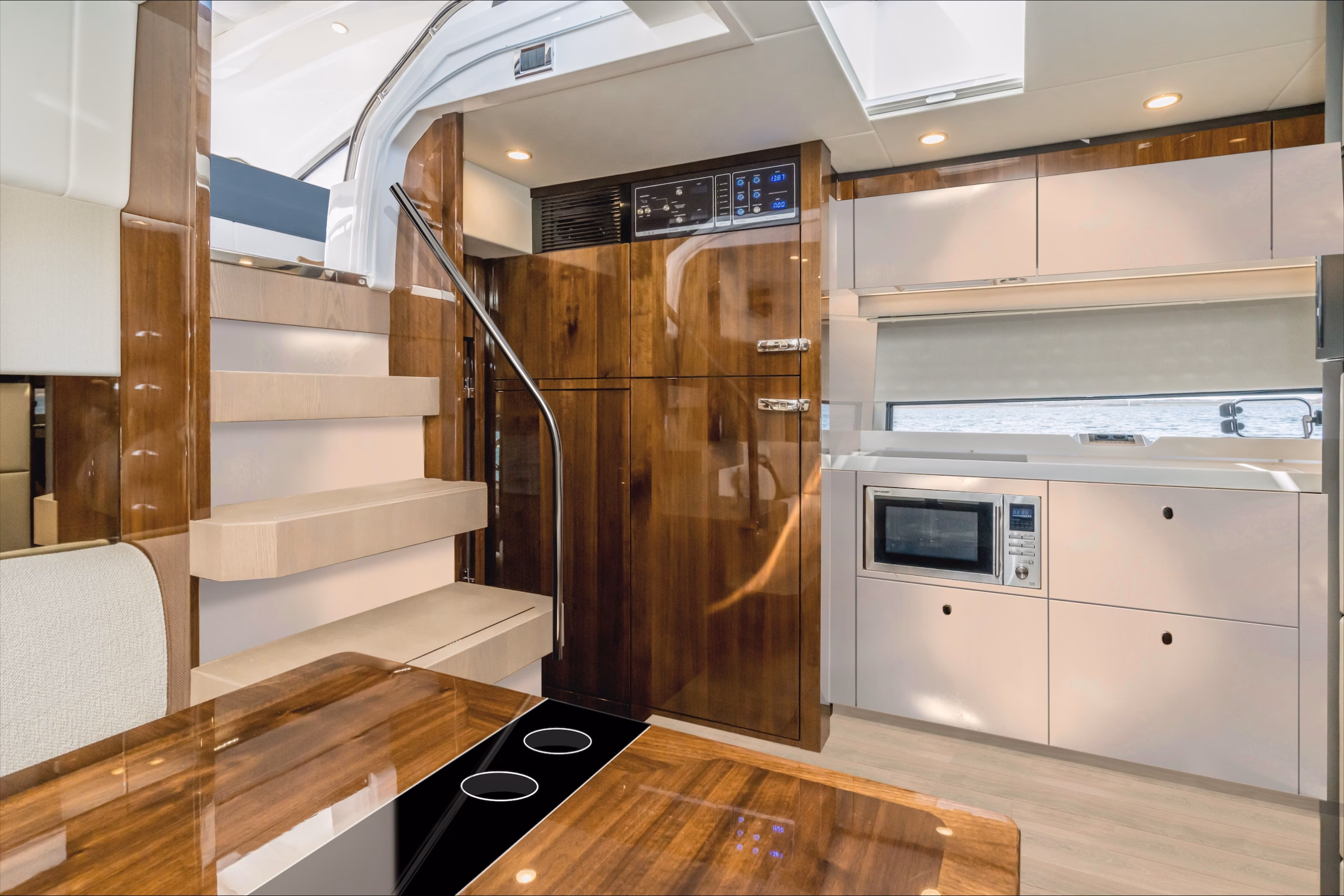 Luxury yacht interior galley.