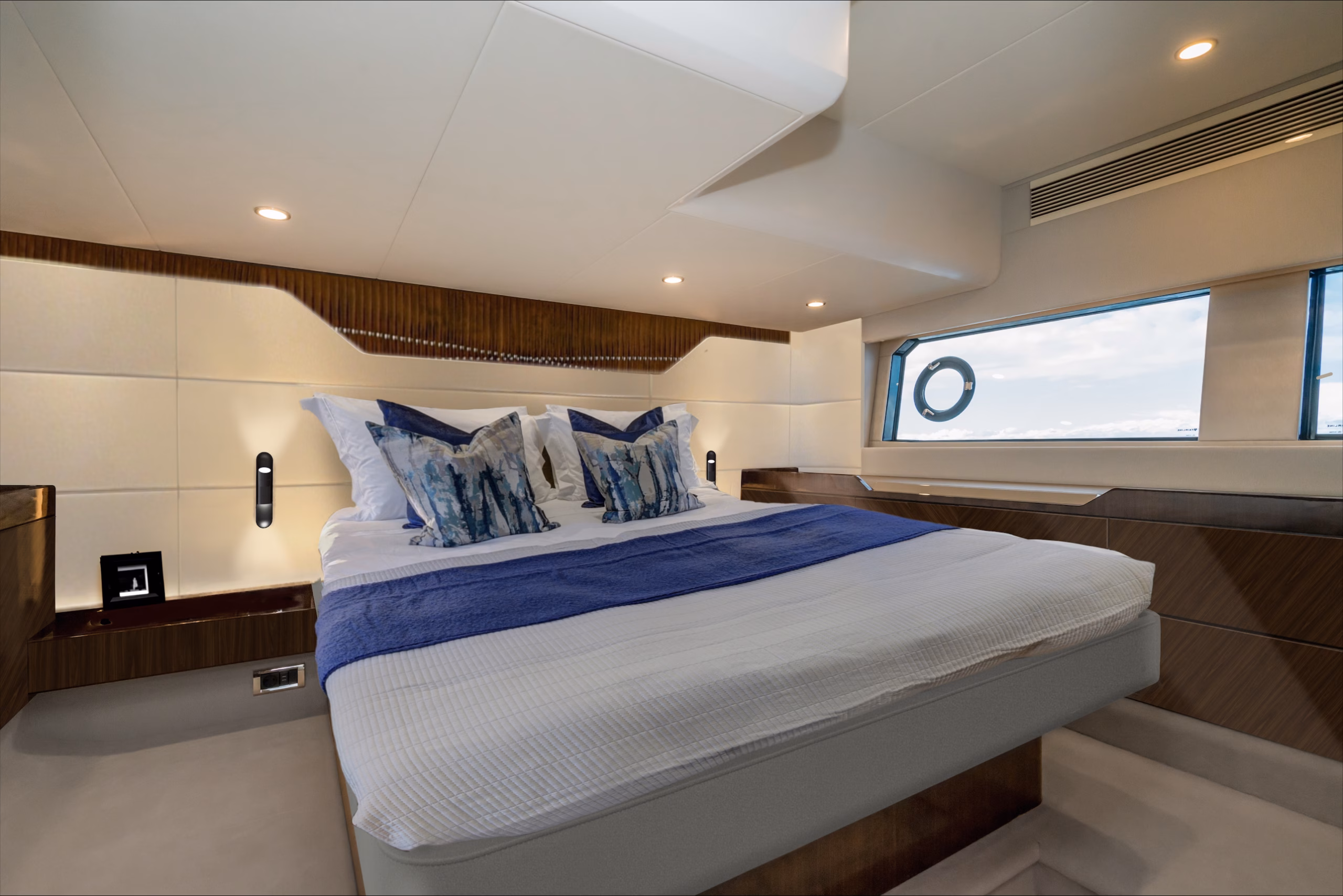 Luxury yacht bedroom interior design