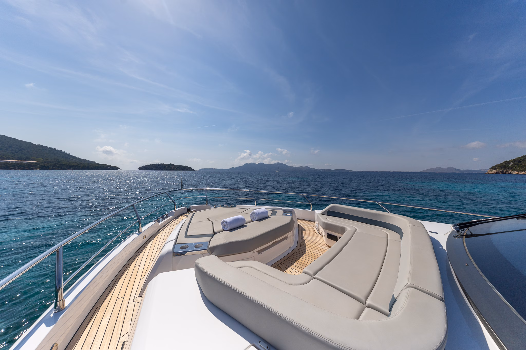 Luxury yacht deck with ocean views