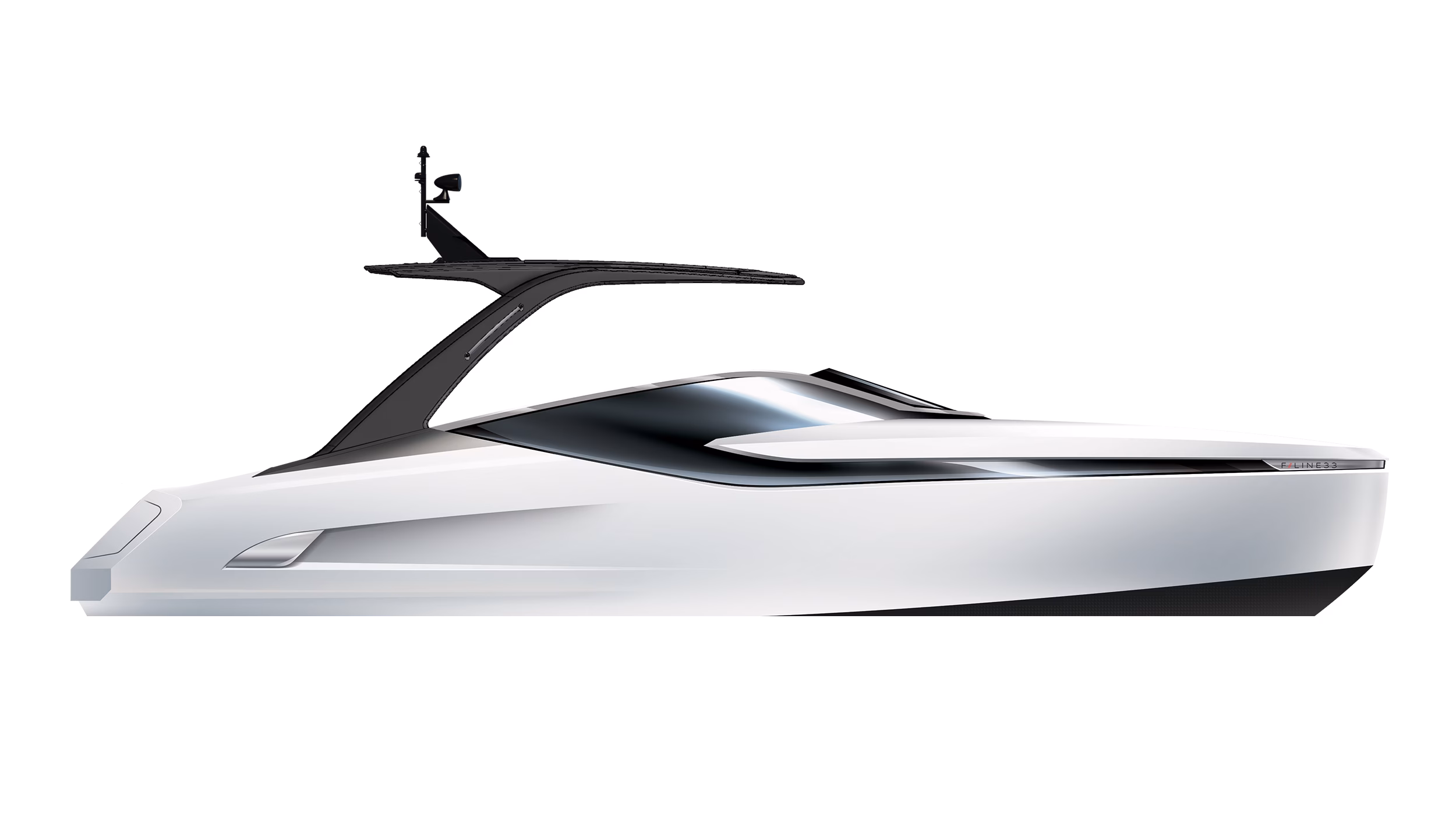 Modern white luxury yacht design.