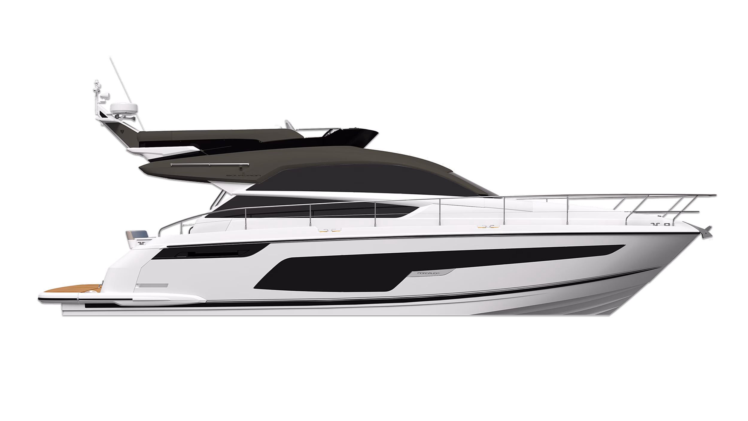 Modern white luxury yacht exterior.