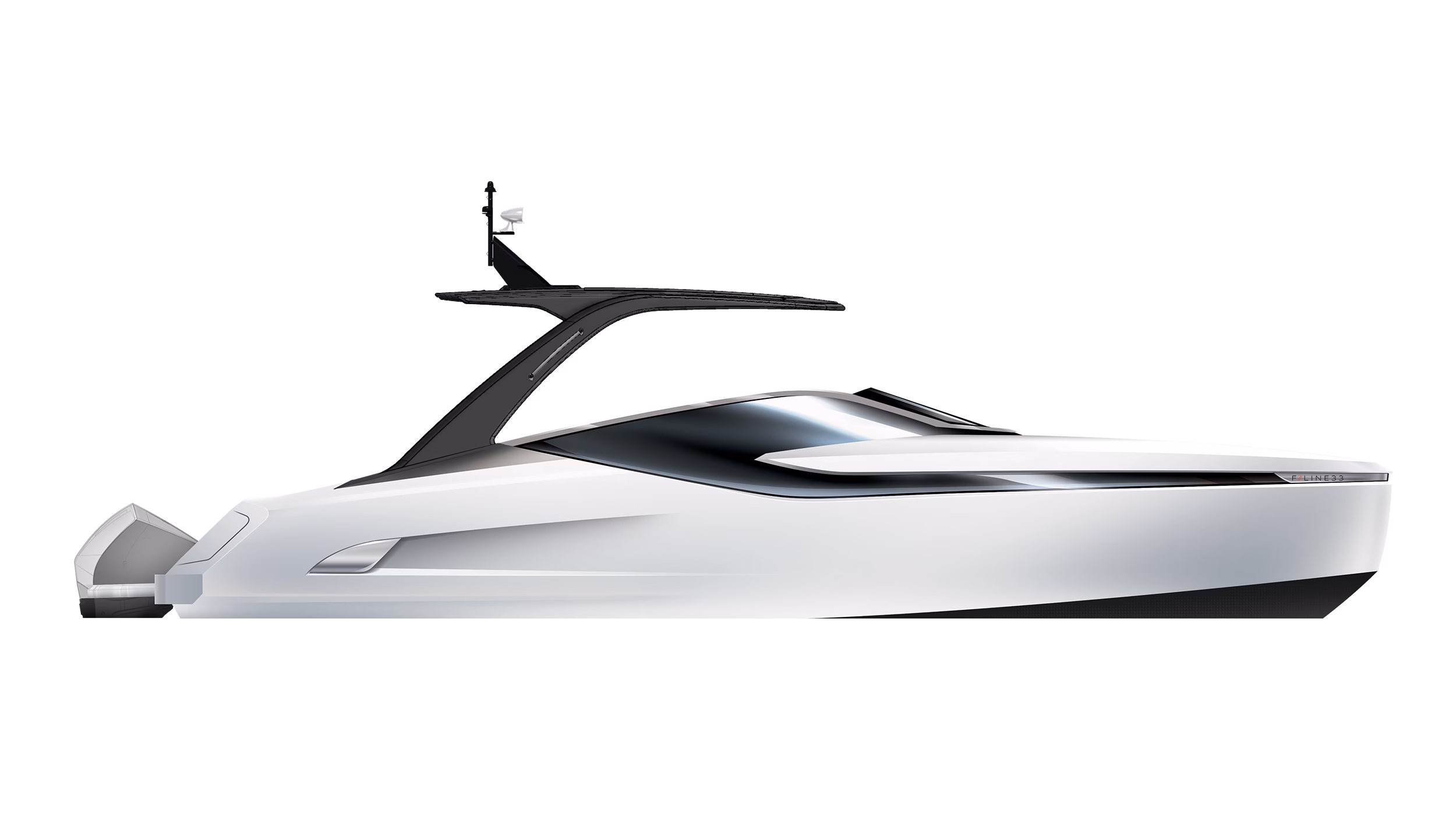 Modern white yacht profile.