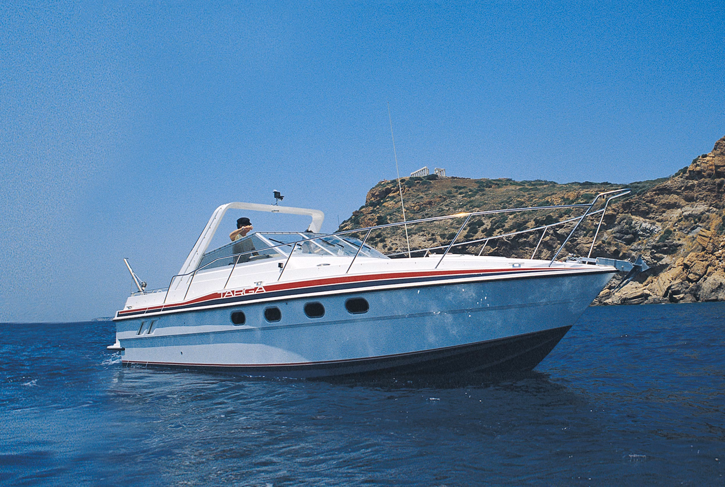 White boat on blue sea