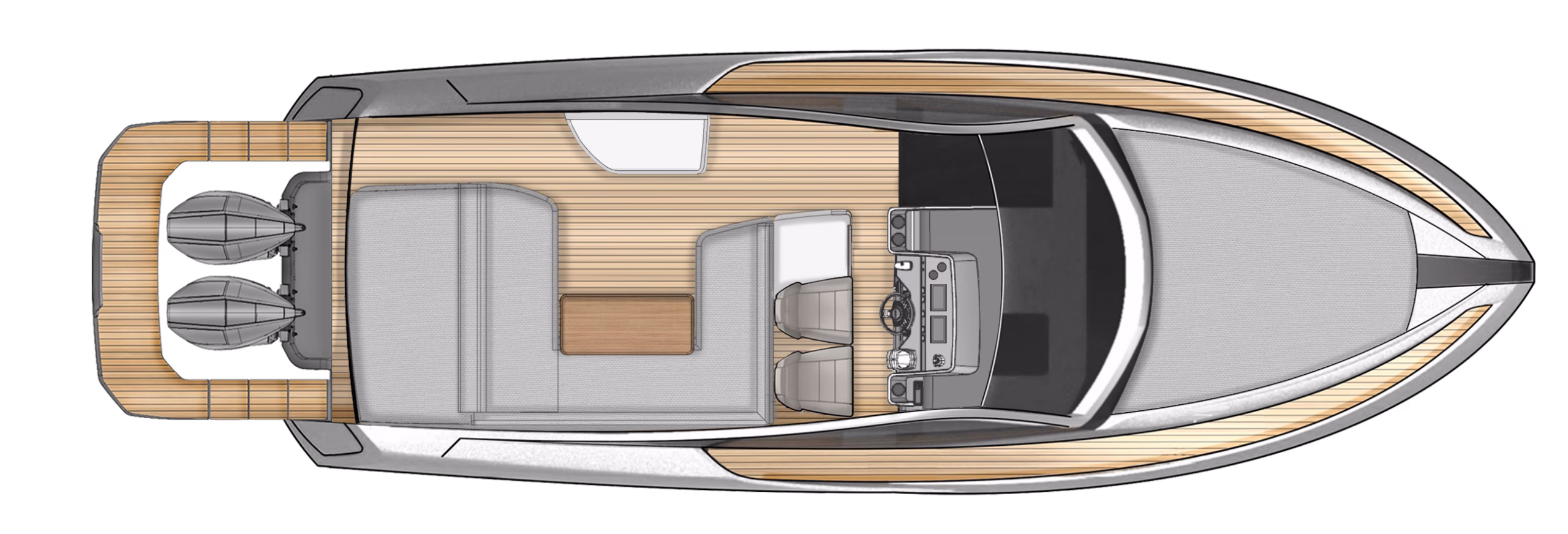 Aerial view of a modern yacht