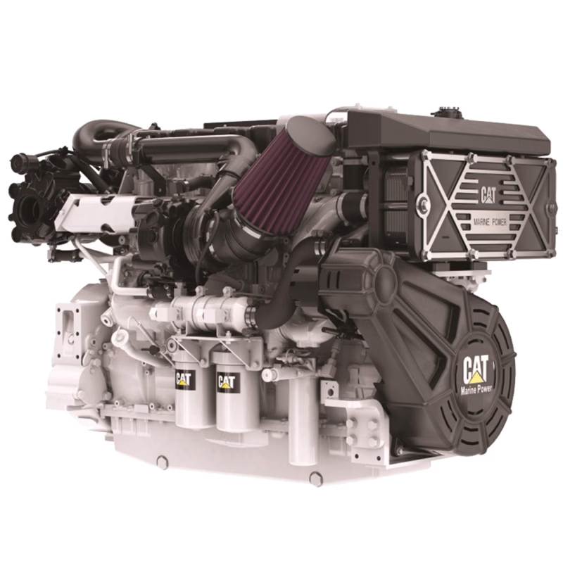 Marine diesel engine with filter