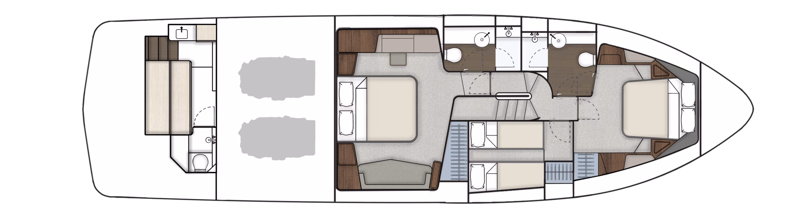 Yacht floor plan with rooms