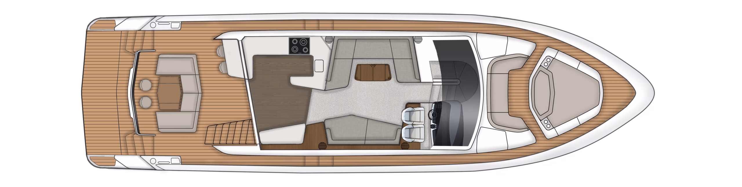 Yacht interior top-down view