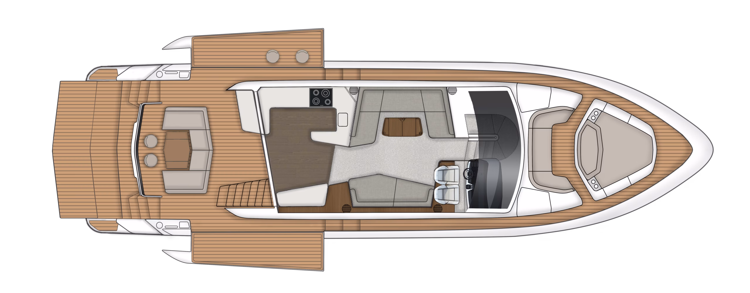 Yacht deck plan illustration
