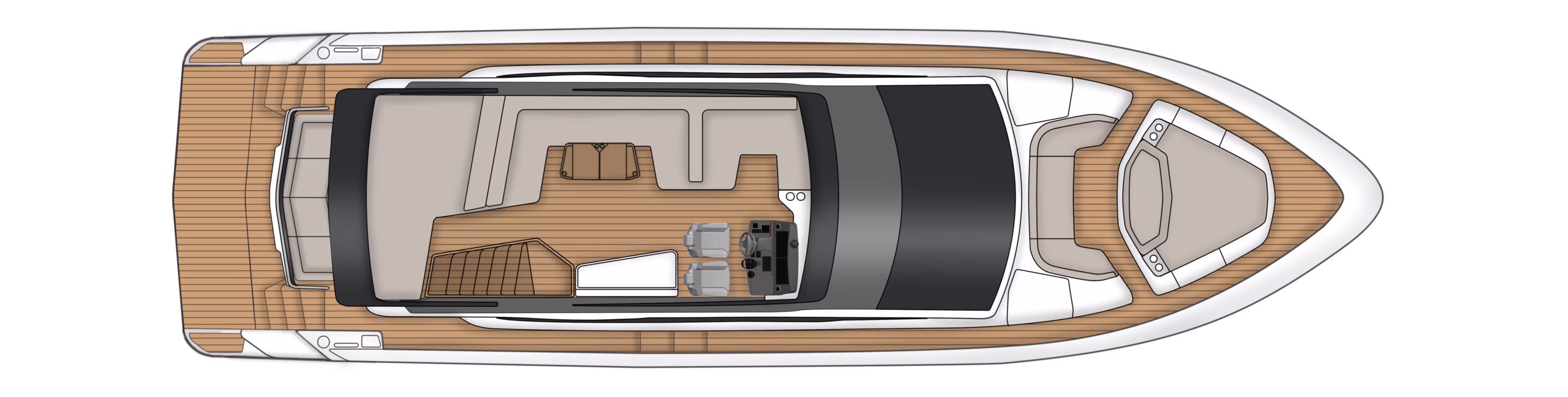 Yacht deck plan aerial view